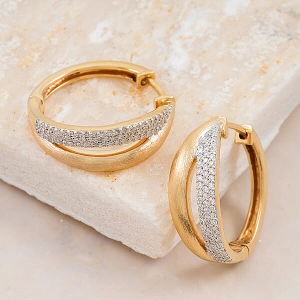 Clarte Solis Collection Moissanite 0.47 Ctw Hoop Earrings In 14K Yellow Gold Over Sterling Silver
