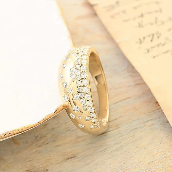 Clarte Sul Mare Collection Moissanite Ring In Vermeil Yellow Gold Over Sterling Silver 0.60 Ctw