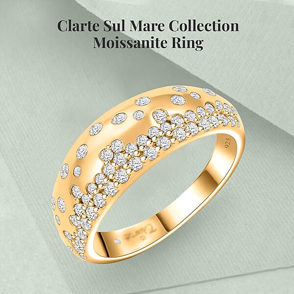 Clarte Sul Mare Collection Moissanite Ring In Vermeil Yellow Gold Over Sterling Silver 0.60 Ctw