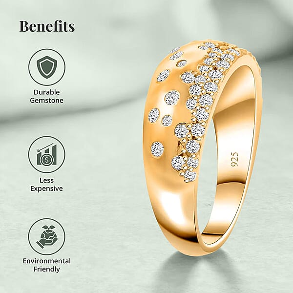 Clarte Sul Mare Collection Moissanite Ring In Vermeil Yellow Gold Over Sterling Silver 0.60 Ctw