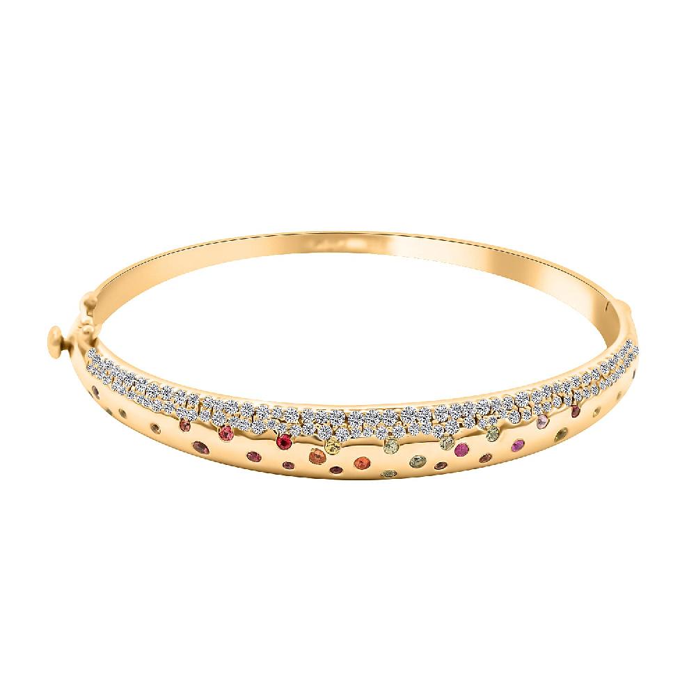 Clarte Sul Mare Collection Multi Sapphire and Moissanite Bangle Bracelet in Vermeil YG Over Sterling Silver (7.25 In) 1.50 ctw