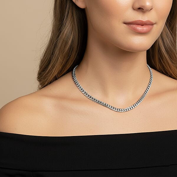 Classic Cuban Link Chain Necklace In Stainless Steel 20-22 Inches