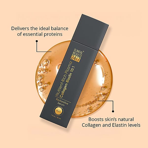 Clinical Results 24/7 Nutrient-Rich Plasma Collagen-Elastin 10:1 Restorative Serum (1oz) Made In US (Ships In 5-7 Days)
