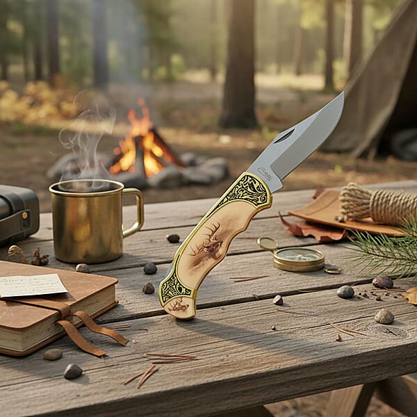 Closeout 4.75 Deer Folding Knife With Gift Box