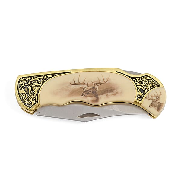 Closeout 4.75 Deer Folding Knife With Gift Box