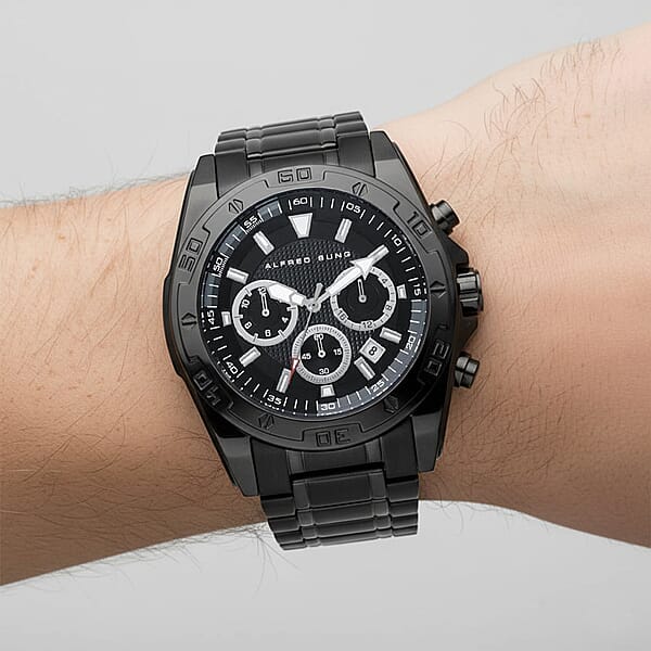 Closeout Alfred Sung ION Plated Black Japanese Movement Watch