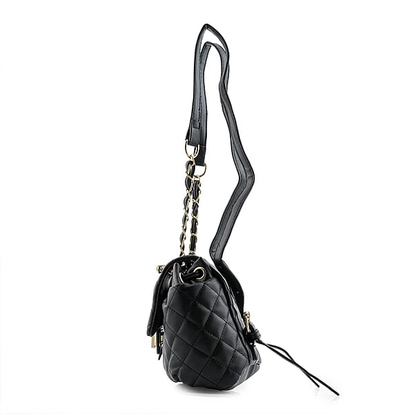 Closeout Badgley Mischka Black Vegan Leather Quilted Backpack