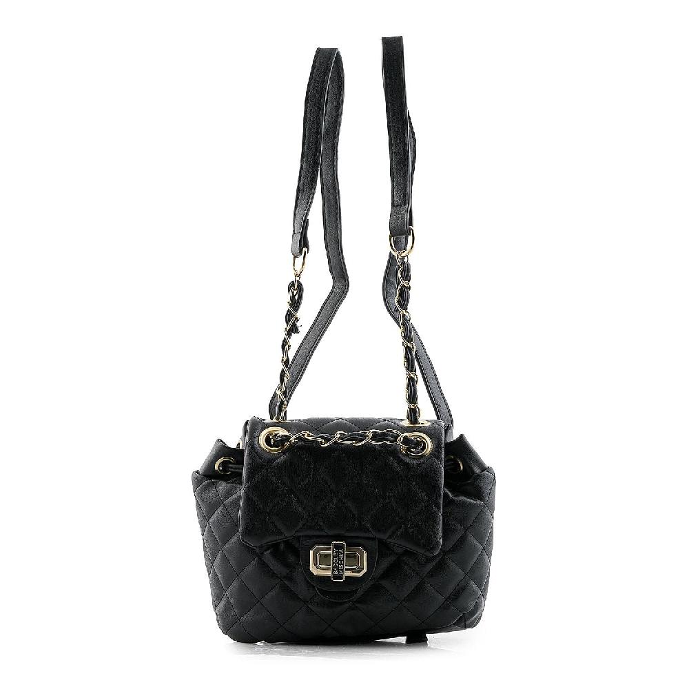 Closeout Badgley Mischka Black Vegan Leather Quilted Backpack