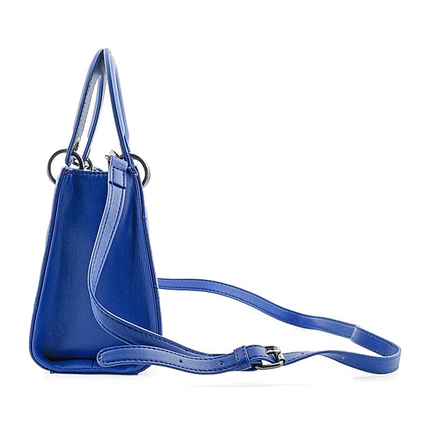 Closeout Badgley Mischka Blue Vegan Leather Quilted Shoulder Bag