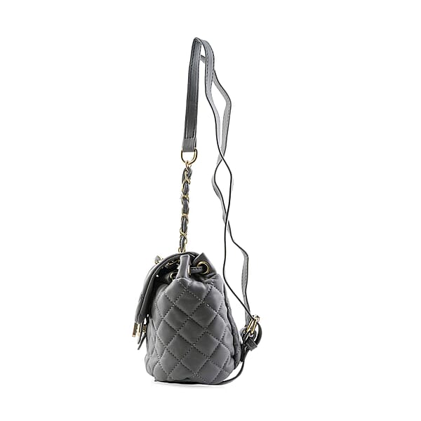 Closeout Badgley Mischka Gray Vegan Leather Quilted Backpack