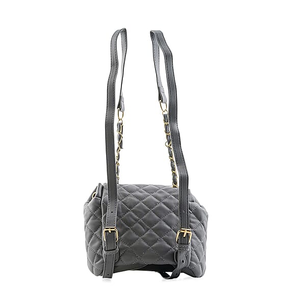 Closeout Badgley Mischka Gray Vegan Leather Quilted Backpack