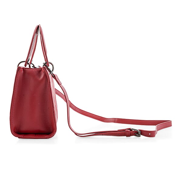 Closeout Badgley Mischka Red Vegan Leather Quilted Shoulder Bag