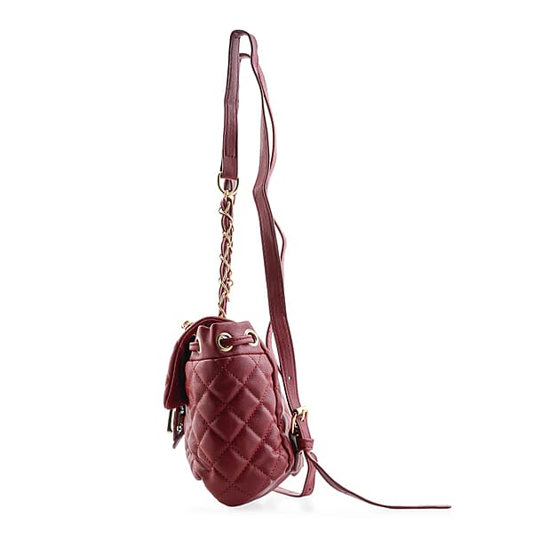 Closeout Badgley Mischka Red Vegan Leather Quilted Backpack
