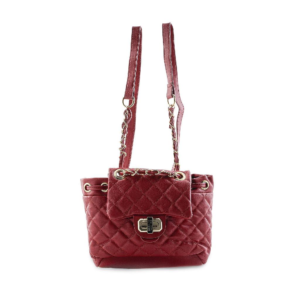 Closeout Badgley Mischka Red Vegan Leather Quilted Backpack