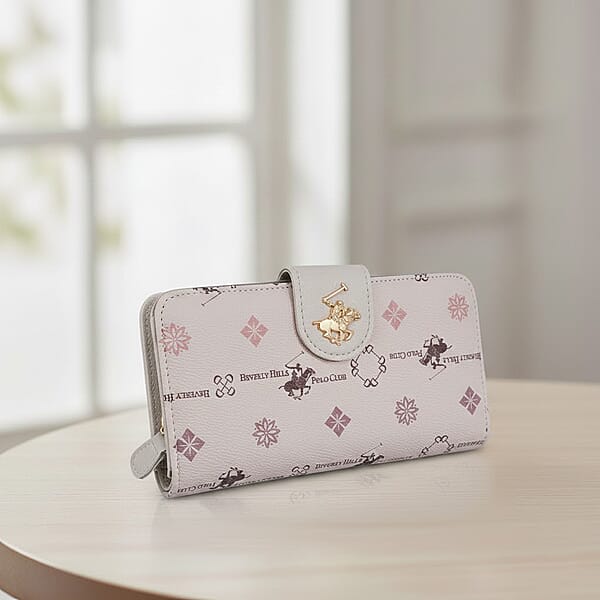Closeout Beverly Hills Polo Club Tan Faux Leather Multi Pattern Wallet