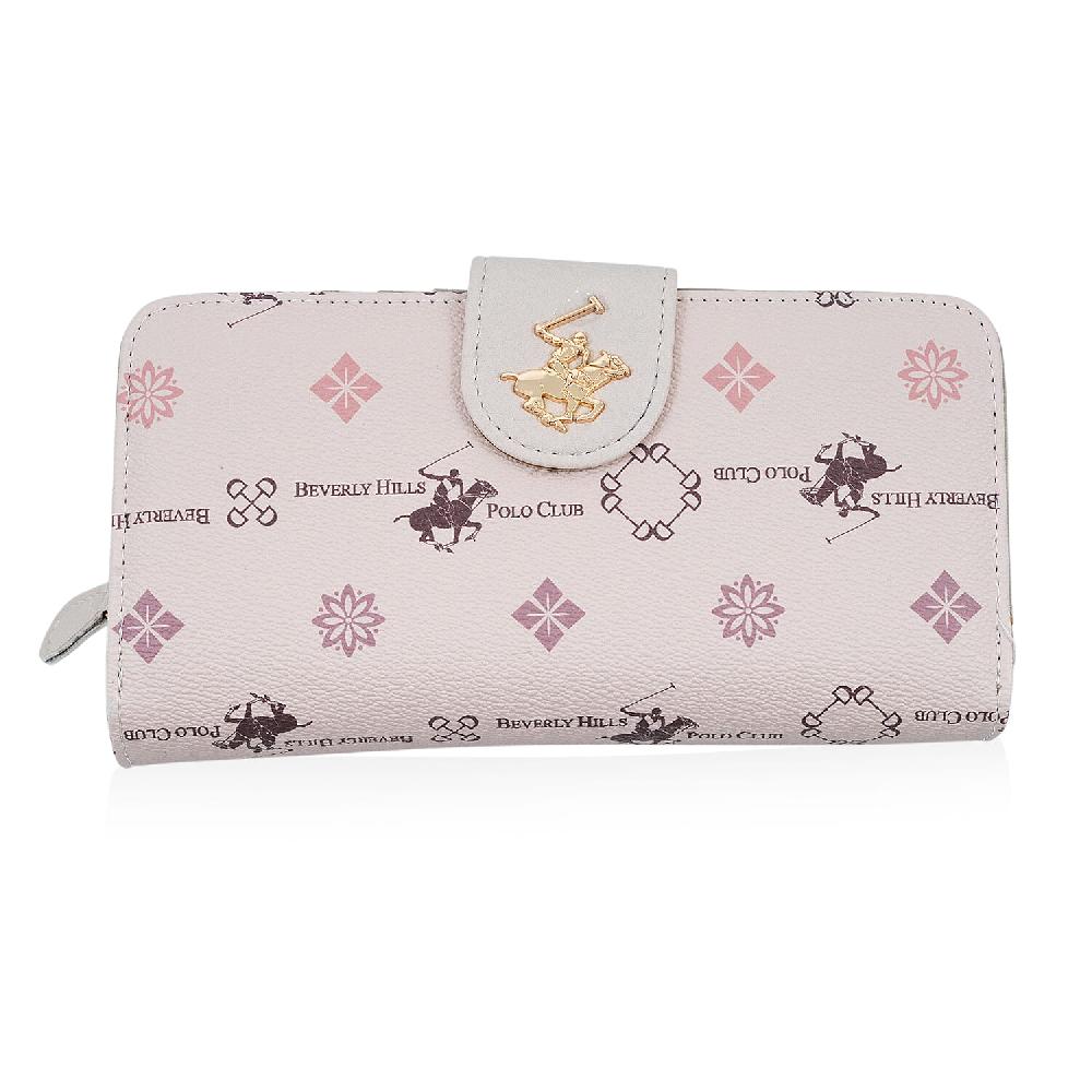 Closeout Beverly Hills Polo Club Tan Faux Leather Multi Pattern Wallet