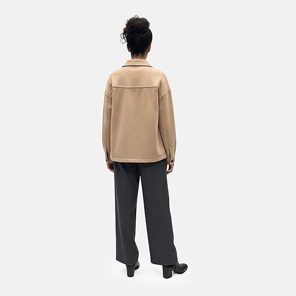 Closeout Christopher & Banks Khaki Patch Pocket Button Front Shacket - Large