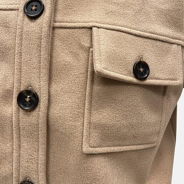 Closeout Christopher & Banks Khaki Patch Pocket Button Front Shacket - Large