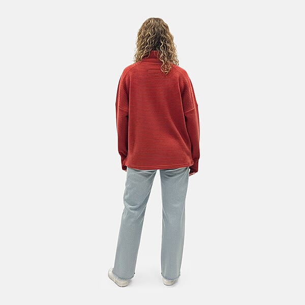 Closeout Christopher & Banks Red Knit Corduroy Half Zip Top - 2X