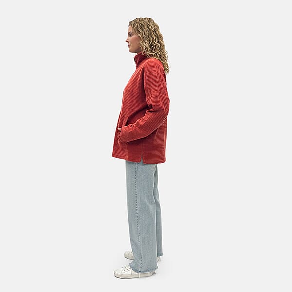 Closeout Christopher & Banks Red Knit Corduroy Half Zip Top - 2X