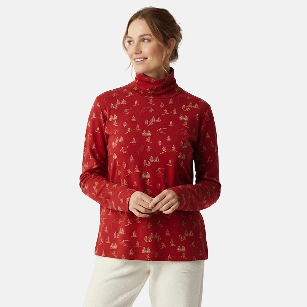 Closeout Christopher & Banks Red Ski Print Turtleneck Tee - XL