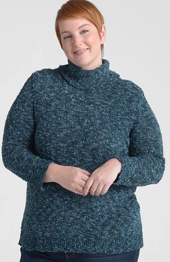 Closeout Christopher & Banks Teal Speckled Turtleneck Sweater - 1X