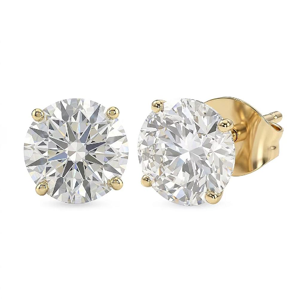 Closeout Deal Luxuriant Lab Grown Diamond SI 3.00 Ctw Solitaire Stud Earrings In 14K Yellow Gold