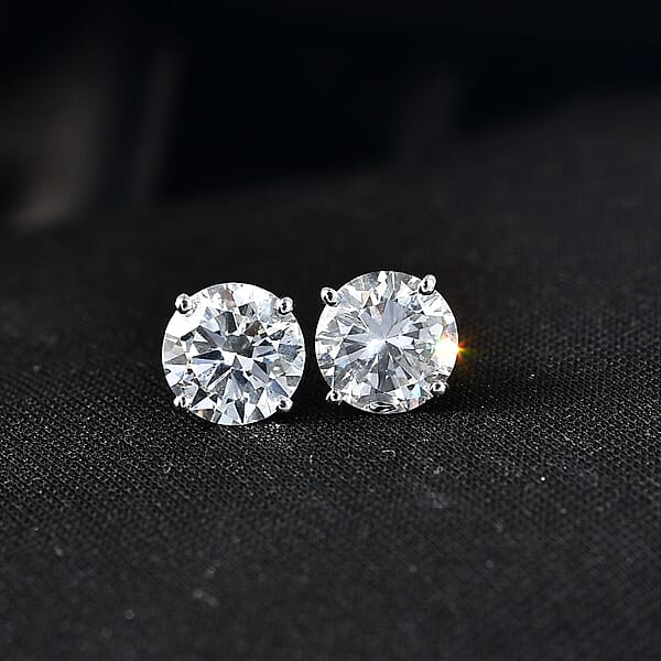 Closeout Deal SGL Certified Luxuriant Lab Grown Diamond G-H SI 3.00 Ctw Solitaire Stud Earrings In 14K White Gold