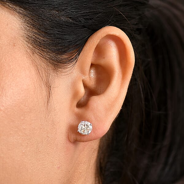 Closeout Deal SGL Certified Luxuriant Lab Grown Diamond G-H SI 3.00 Ctw Solitaire Stud Earrings In 14K White Gold