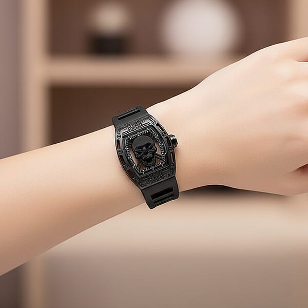 Closeout Ed Hardy Skull Watch In Dark Silvertone