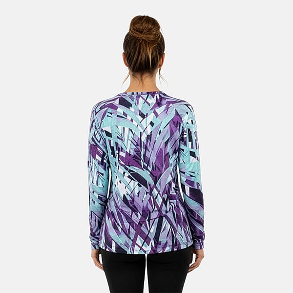 CLOSEOUT JONES NEW YORK Purple Palm Brushed Microfiber Long Sleeve With Kangaroo Pocket - L