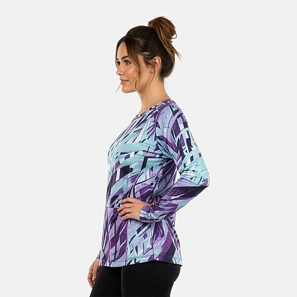CLOSEOUT JONES NEW YORK Purple Palm Brushed Microfiber Long Sleeve With Kangaroo Pocket - L