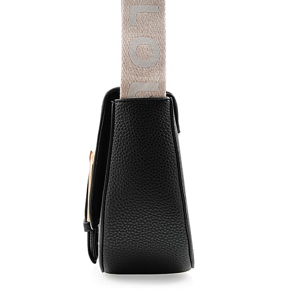 Closeout Loume Black Faux Leather Saddle Crossbody Bag