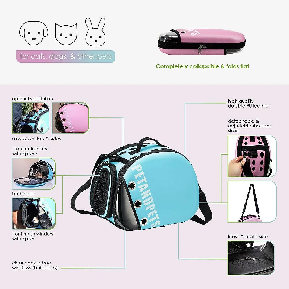 Closeout Petique Pet Carrier Bag with Adjustable Shoulder Strap - Pink