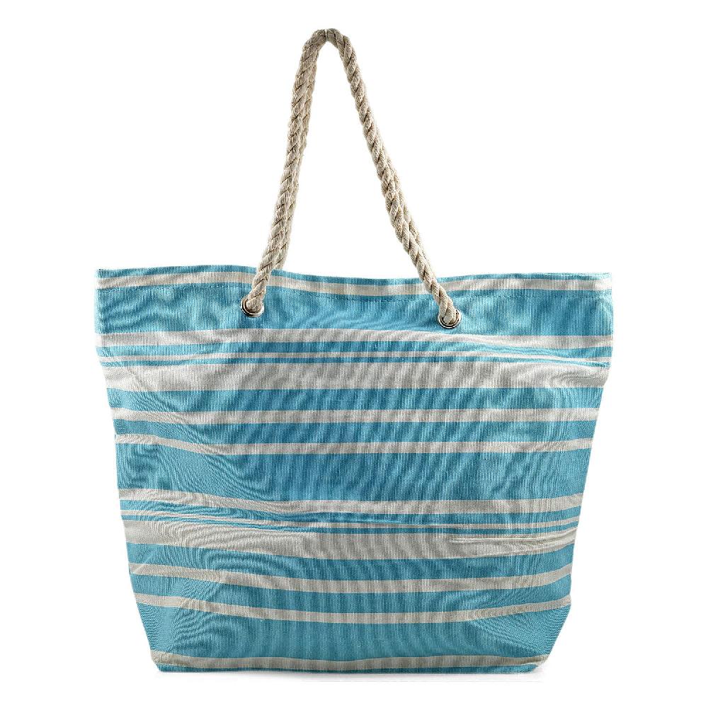 Closeout Preferred Nation Blue Striped Cotton Tote Bag