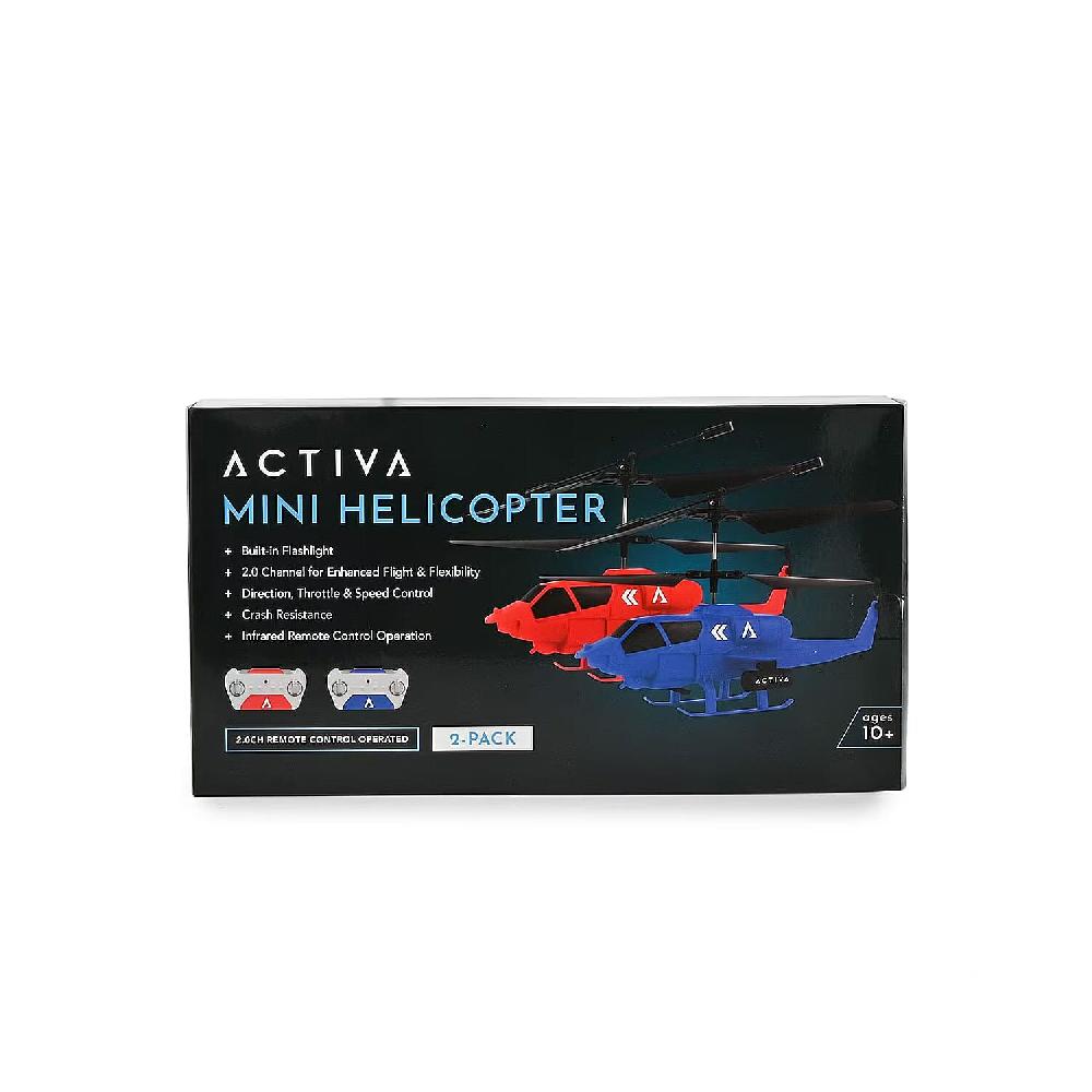 Closeout Set of 2 Mini Helicopters with Remote Control – Blue & Red