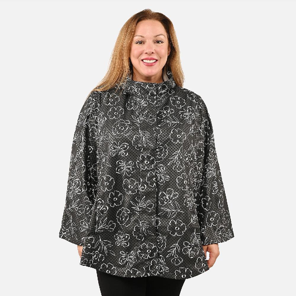 Closeout ShedRain GOGO Women's Raincoat Poncho - Black Floral Size S/M