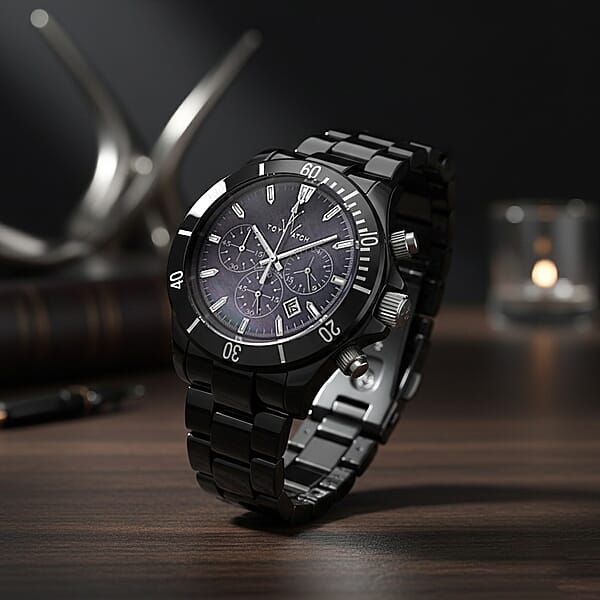 Closeout Toywatch Mother Of Pearl Black Ceramic Chronograph 41mm Watch