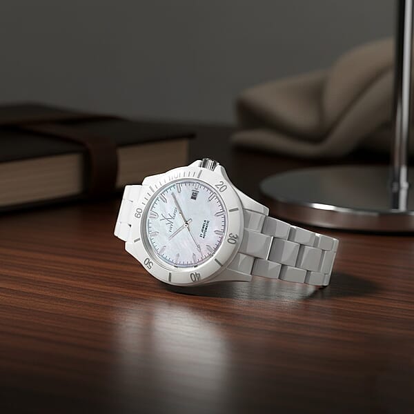 Closeout Toywatch Mother Of Pearl White Ceramic Automatic 41mm Watch