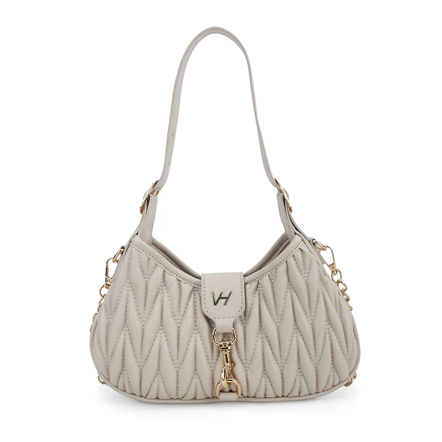 Closeout Vintage Havana Beige Faux Leather Quilted Shoulder Bag