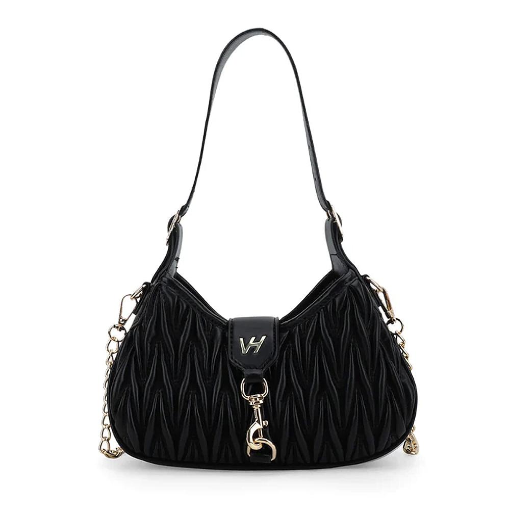 Closeout Vintage Havana Black Faux Leather Quilted Shoulder Bag
