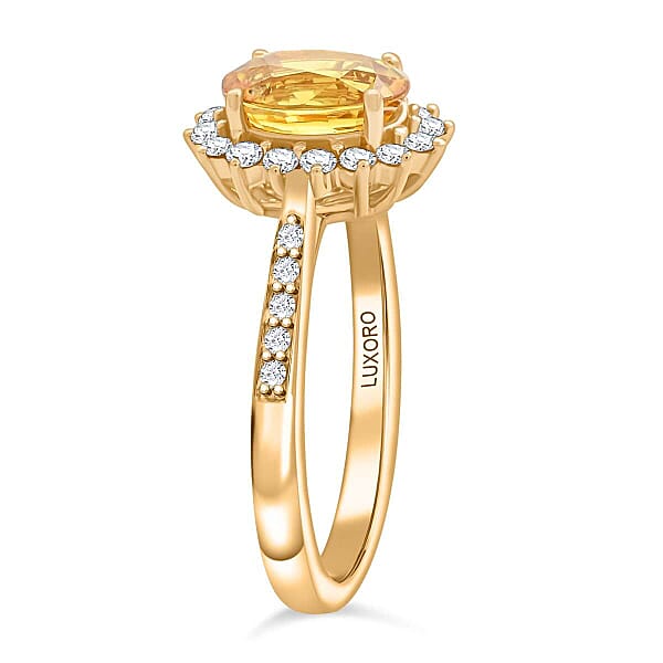 Collector's Edition Luxoro AAA Canary Yellow Sapphire And G-H I2 Diamond 3.00 Ctw Ring In 14K Yellow Gold 4.05 Grams
