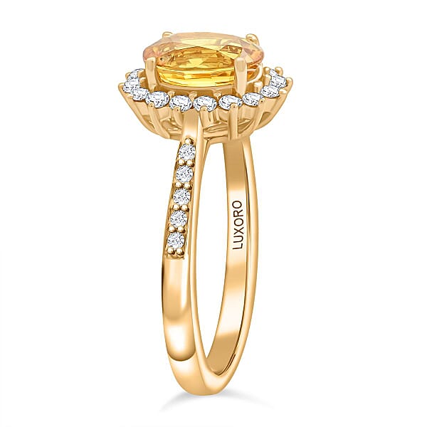 Collector's Edition Luxoro AAA Canary Yellow Sapphire And G-H I2 Diamond 3.00 Ctw Ring In 14K Yellow Gold 4.05 Grams
