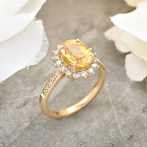 Collector's Edition Luxoro AAA Madagascar Yellow Sapphire And G-H I2 Diamond 3.00 Ctw Ring In 14K Yellow Gold 4.05 Grams