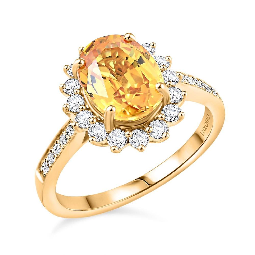 Collector's Edition Luxoro AAA Madagascar Yellow Sapphire and G-H I2 Diamond 3.00 ctw Ring in 14K Yellow Gold 4.05 Grams