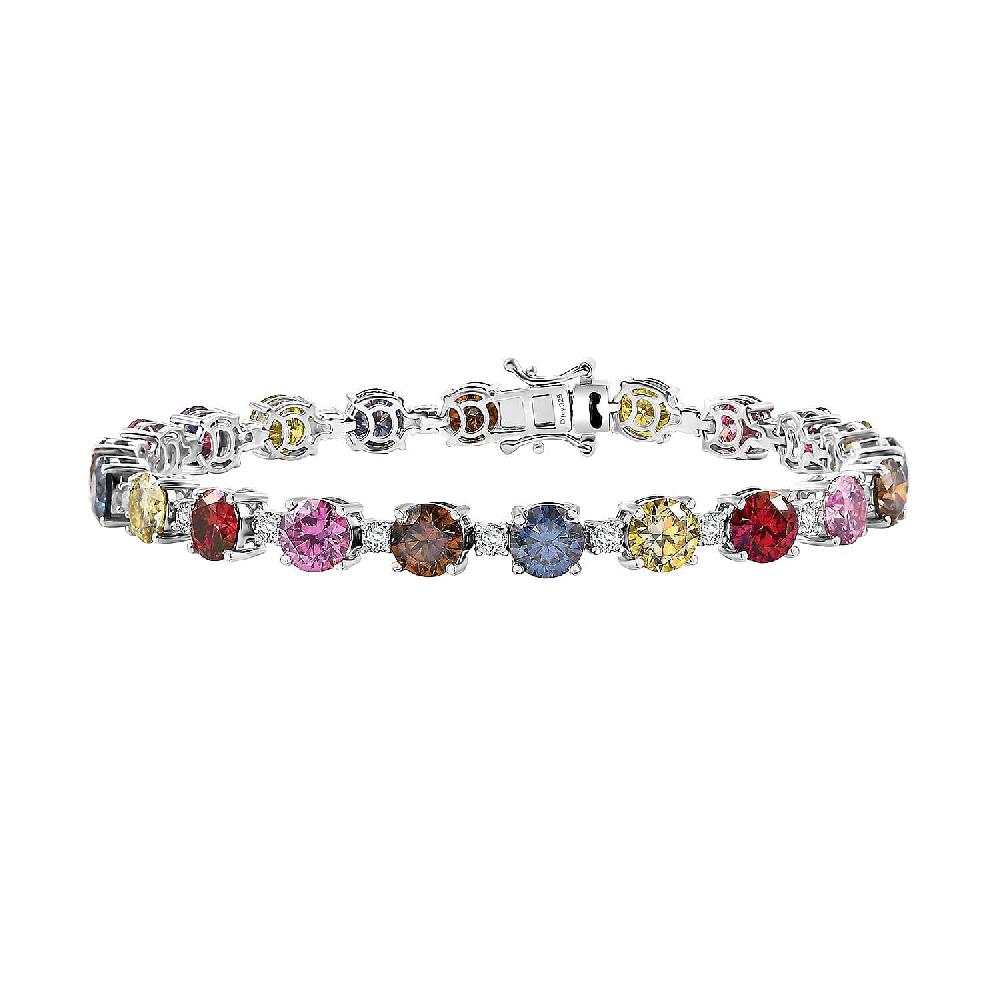 Colors of Moissanite 21.00 ctw Rainbow Radiance Bracelet in Rhodium Over Sterling Silver (8.00 In)