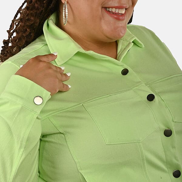 Comfort Oasis Paradise Green Cotton Blend Stretch Knit Jacket - XS