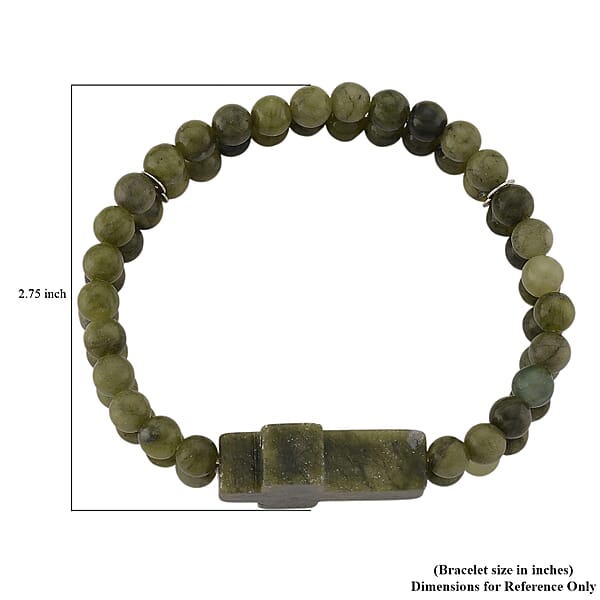 Connemara Marble 130.00 Ctw Line Of Faith Beaded Stretch Bracelet With Cross Charm
