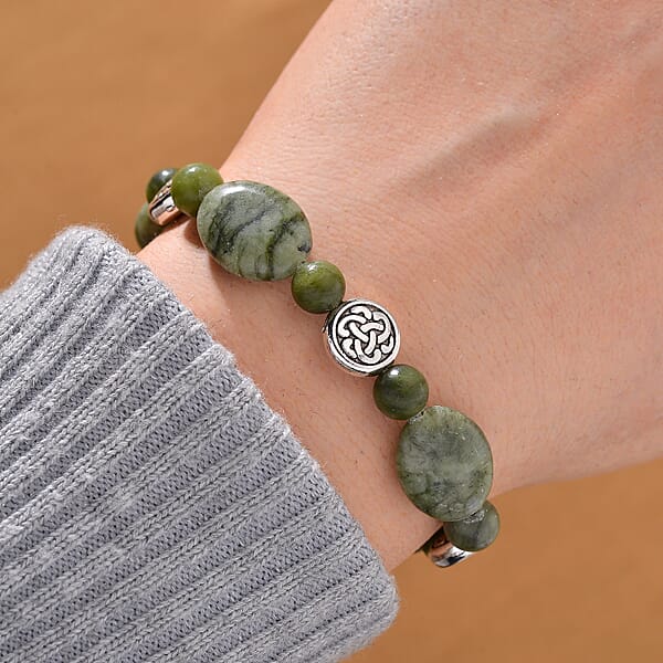 Connemara Marble 56.00 Ctw Bracelet In Silvertone (6.50-8.50In)