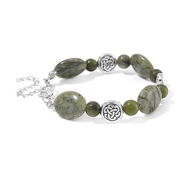 Connemara Marble 56.00 Ctw Bracelet In Silvertone (6.50-8.50In)